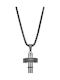 Puppis Black Men's Cross from Steel with Chain Pup82043b Black Stainless