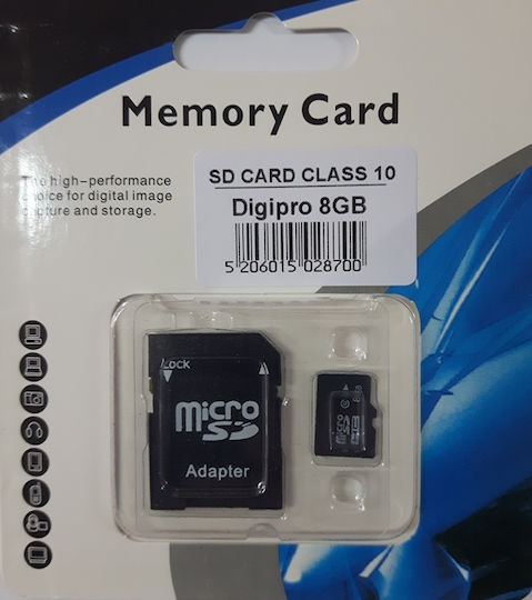 microSDHC 8GB Клас 10 с адаптер