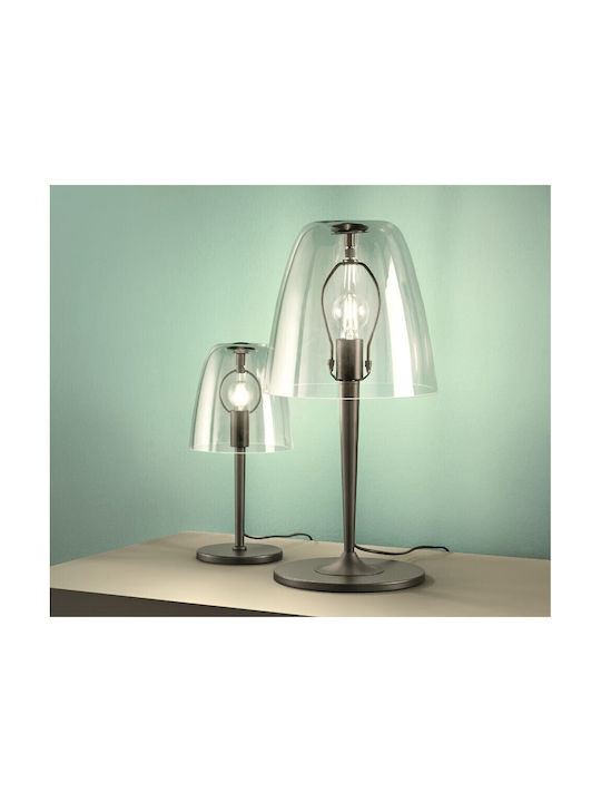 Fan Europe Ares Glas Tischlampe für E14 Fassung mit Transparentem Hut und Schwarzer Basis