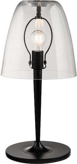 Fan Europe Ares Glass Table Lamp for E27 Socket with Transparent Shade and Black Base