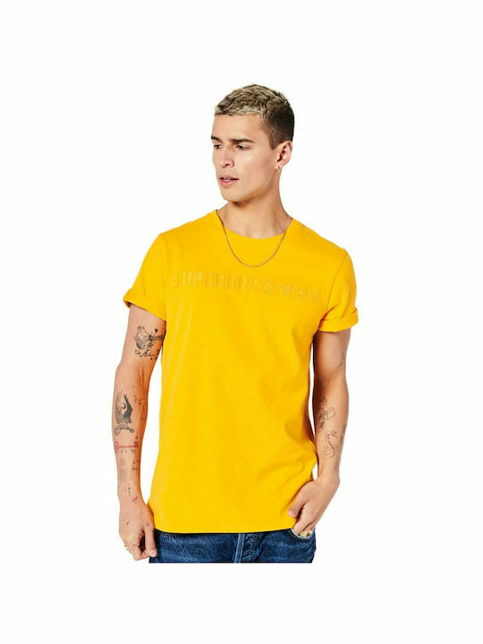 Superdry Ανδρικό T-shirt Κίτρινο με Λογότυπο