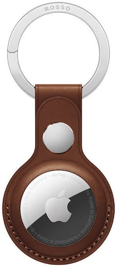 Rosso Deluxe Keychain Case Leather for AirTag in Brown color