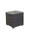Alicia Auxiliary Outdoor Free Standing Table with Glass Surface and Rattan Frame Gray 45x45x45cm