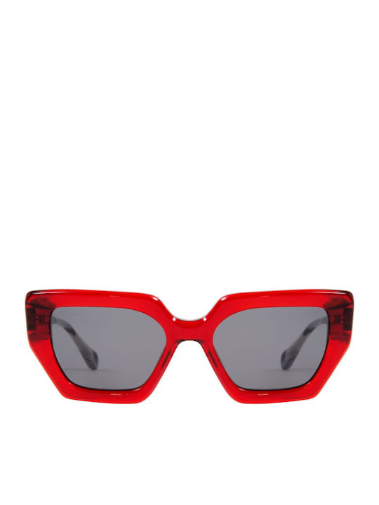 Gigi Barcelona Gianna Damen Sonnenbrille mit Rot Kunststoff Gestell und Gray Linse 6684/6