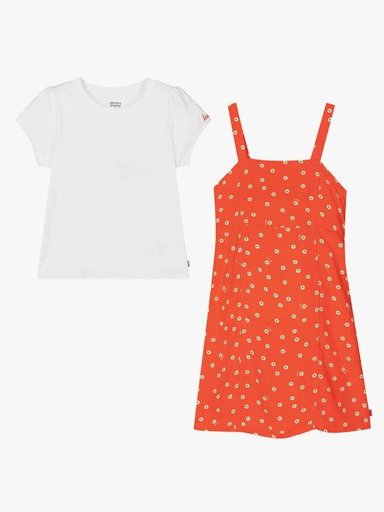 Levis Dress Dress & Tee Shirt Set 4EE395-R0U Orange Girl