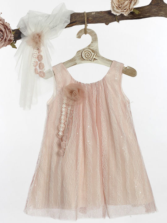 Lollipop Celebrations Puse Baptism Clothing Set with Hair Accessories , Dress & Cardigan made of Lace 3pcs
