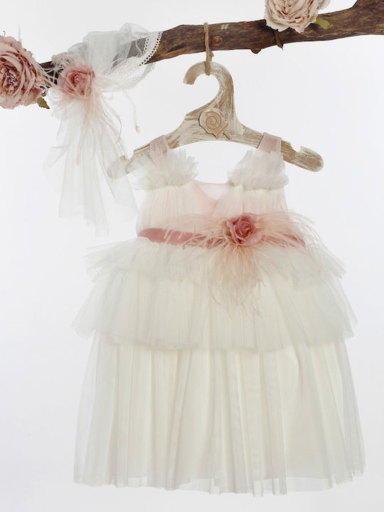 Lollipop Celebrations White - Rotten Apple Baptism Clothing Set with Hair Accessories , Dress & Cardigan made of Tulle 3pcs