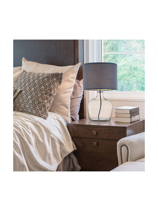 Fan Europe Hendrix Glass Table Lamp for Socket E27 LED with White Shade and Transparent Base
