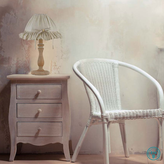 Fan Europe Cherry Ξύλινο Vintage Πορτατίφ για Ντουί E27 με Μπεζ Καπέλο και Καφέ Βάση