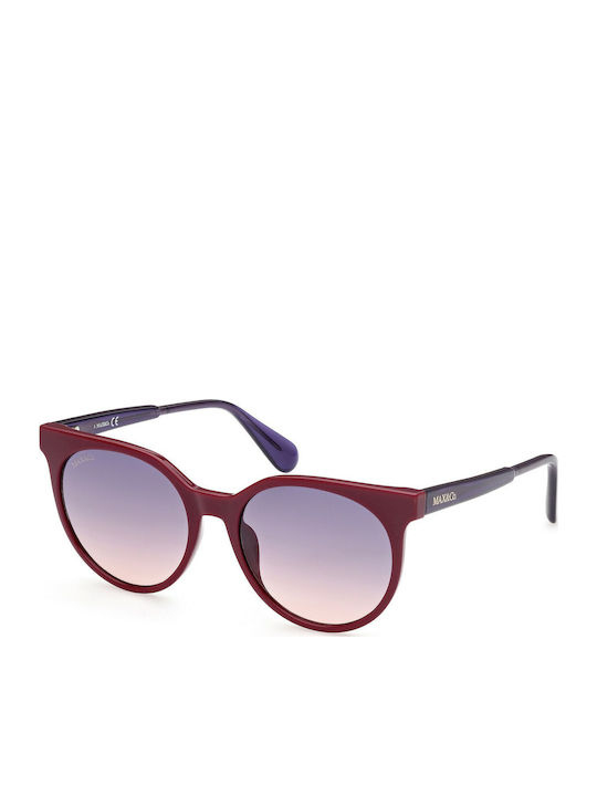 Max & Co Women's Sunglasses with Burgundy Plastic Frame and Purple Gradient Lens MO0044 69W