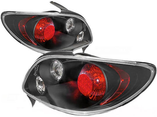 Sonar Πίσω Φανάρια για Peugeot 206 Μαύρα 1998-2007 2τμχ
