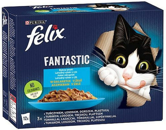 Felix Υγρή Τροφή για Γάτες σε Φακελάκι με Σολομό και Τόνο 12x85gr