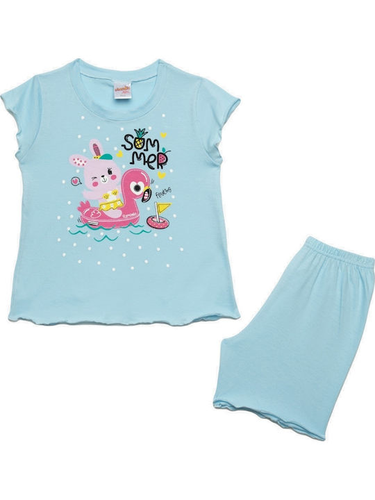 Minerva Kinder Schlafanzug Sommerlich Hellblau ...