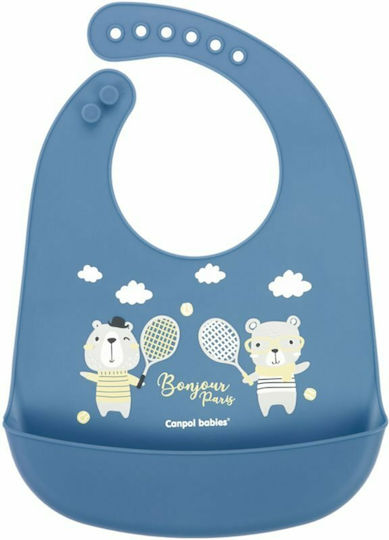 Canpol Babies Bonjour Paris Bib Fabric with Button & Pocket Blue