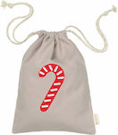 Beige Fabric Gift Bag - Candy Cane