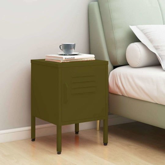 Metallic Bedside Table Λαδί 35x35x51cm