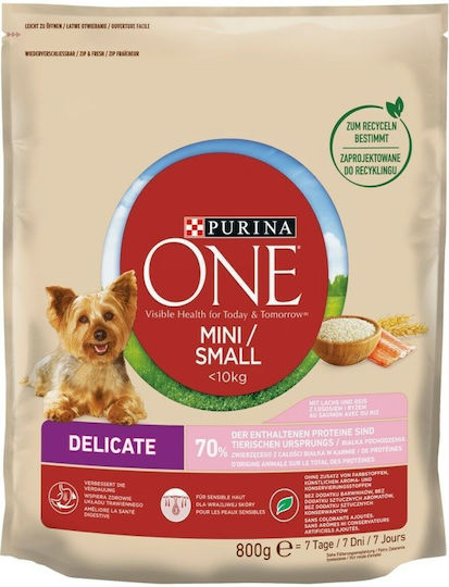 Purina One One 0.8kg Dry Food Gluten-Free for Senior Small Breed Dogs with Salmon, Rice and Fish