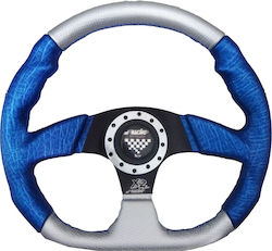 Simoni Racing Χ2 Leather Car Steering Wheel with 33cm Diameter Silver/Blue Κ/Α/