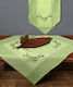 Silk Fashion Rotunda with Embroidery Bg23a Green With Yellow Olive 220x220cm