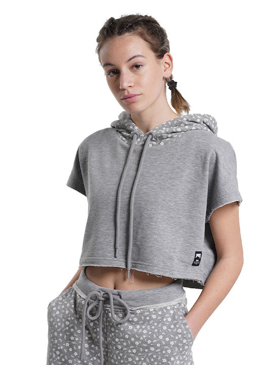 BodyTalk Damen Sportliches Crop Top Kurzarm Gray