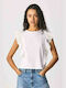 Pepe Jeans Brunella Women's Summer Blouse Cotton Sleeveless White