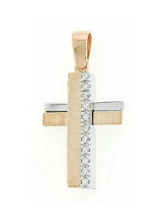 Mertzios.gr Rose Gold Cross 14K