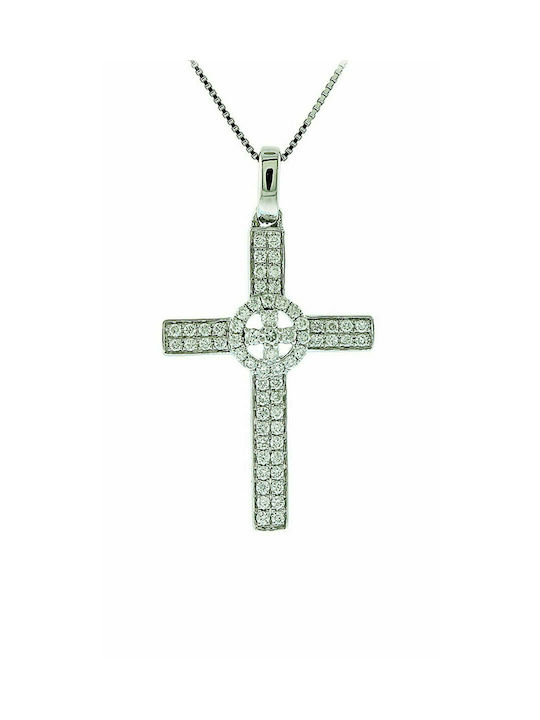 Mertzios.gr White Gold Cross 18K with Chain