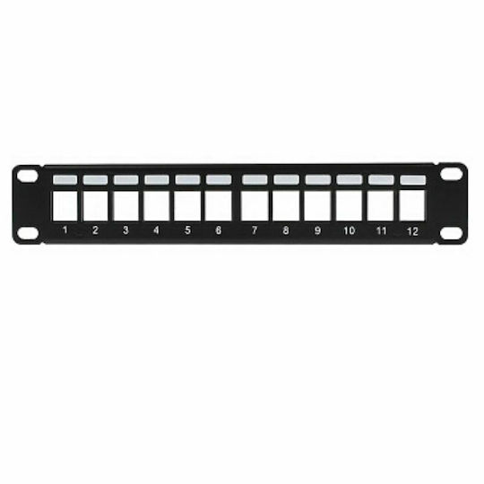 Delta Keystone Patch Panel für Rack 1U 10" 12 Ports Schwarz