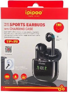 Ipipoo TP-19 Earbud Bluetooth Handsfree Ακουστικά με Θήκη Φόρτισης Μαύρα