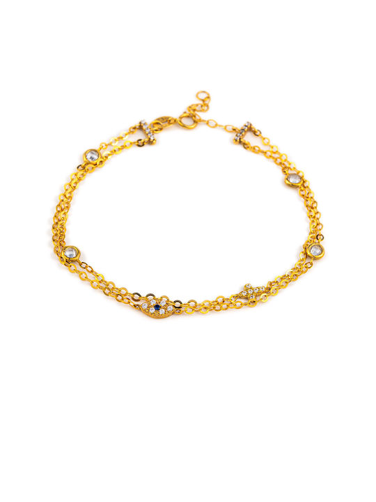 George Art Jewels Bracelet Chain with design Eye made of Gold with Zircon