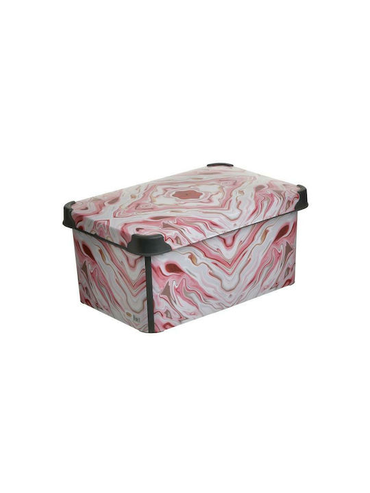 Inart Plastic Storage box with Cap Pink 34x22x16cm 1pcs