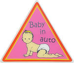 Carner Σήμα Baby on Board με Αυτοκόλλητο Ροζ