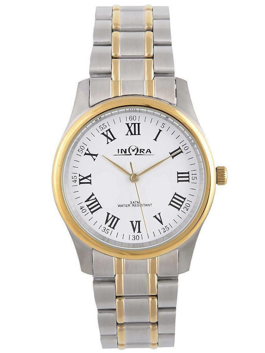 Inora Ceas Bărbați 39mm Baterie Cu Brățară Argintie Din Oțel Inoxidabil MI273409