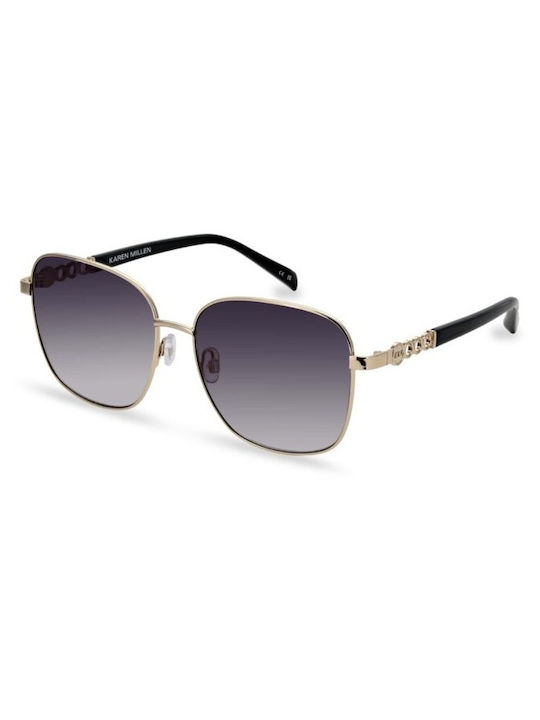 Karen Millen Ochelari de soare Χρυσά cu Metalic Cadru & Albastru Lentilă
