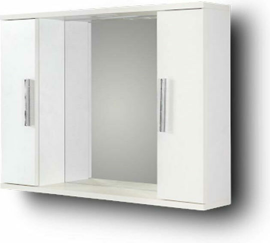 Martin Alon 65 3MAL065GLD Ορθογώνιος Led από MDF με Ράφι & Ντουλάπι 65x56cm Λευκός