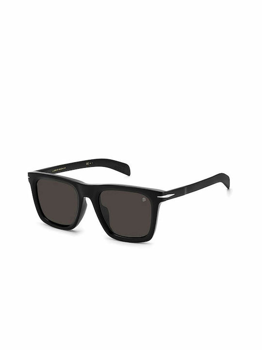 David Beckham Men's Sunglasses with Black Plastic Frame and Gray Lens DB 7066/F/S 807/IR