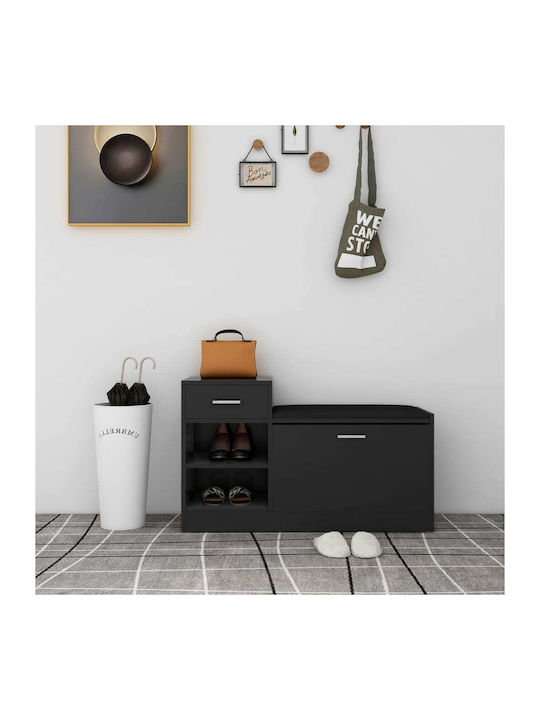 Wooden Shoe Organizer with 4 Shelves Black 94.5x31x57cm