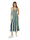 Ferroty Summer Midi Knitted Dress Blue/Green/White