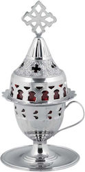Vappas Tisch-Öllampe Metallisch Silver 20εκ. 9742N