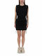 PINKO DRESS ACCADIA AVIT DRESS WITH LACE SIDE SIDE BLACK