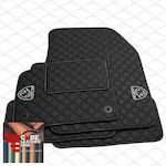 PEUGEOT 3008 2016 AND AFTER MATS TECHNO LEATHER CUBE BLACK ME WHITE EMBROIDERY PEUGEOT SET 4PCS