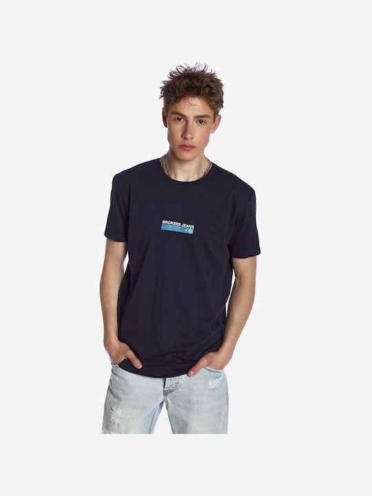 Brokers Jeans T-shirt Bărbătesc cu Mânecă Scurtă Albastru marin