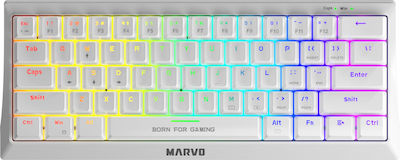 Marvo KG962 Gaming Keyboard 60% with Custom Blue switches and RGB lighting (English US) White