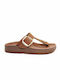 Fantasy Sandals Brooke Leather Women's Flat Sandals Anatomic Flatforms In Tabac Brown Colour
