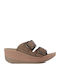 Helena Anatomic Women's Leather Platform Wedge Sandals Brown