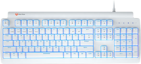 Meetion MK600 Gaming Μηχανικό Πληκτρολόγιο με Custom Red διακόπτες και Φωτιζόμενα πλήκτρα (Αγγλικό US) White