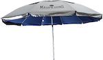 Maui & Sons 1568 Foldable Beach Umbrella Aluminum Diameter 2.10m with UV Protection and Air Vent Blue