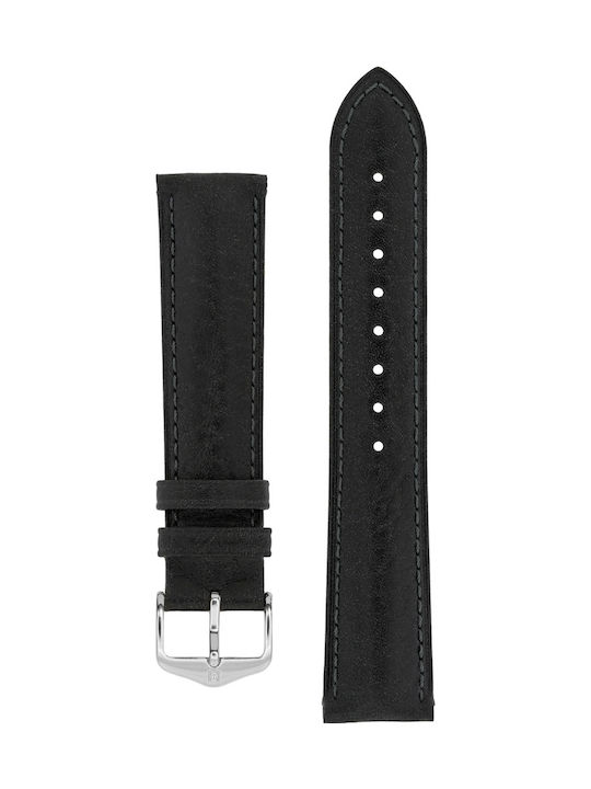 Hirsch Camelgrain Leather Strap Black 20mm
