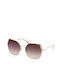 Guess Ochelari de Soare Pentru Femei Cu Ramă Metalică Auriu și Lentile Burgundy Degrade