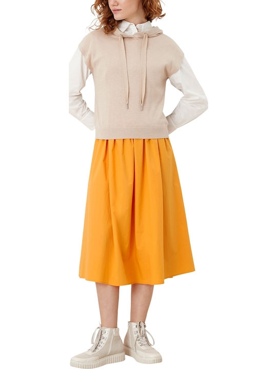 Red Label High-waisted Midi Skirt Orange